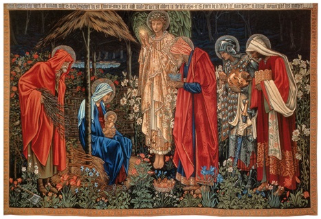 The Adoration of the Magi tapestry dating from 1894 from the Manchester Metropolitan University, England. Image courtesy of Wikimedia Commons.
