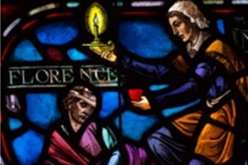 Florence Nightingale is depicted in stained glass windows at the United Methodist Upper Room. 