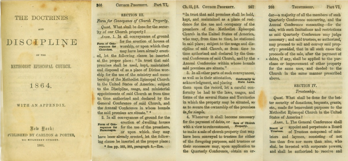 Pages from "The Doctrines and Disciplines of the Methodist Episcopal Church 1864." Courtesy of GCAH. 