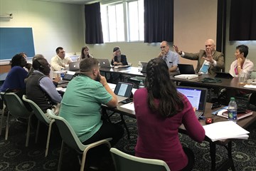 Members of the Rules Committee and Commission staff discuss a legislative structure for the 2019 Special Session of the General Conference. 