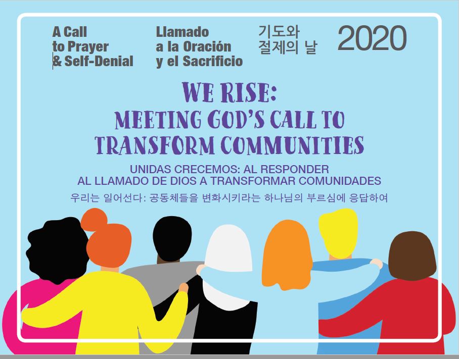 We Rise: Meeting God's Call to Transform Communities. Courtesy of UMW 2020.