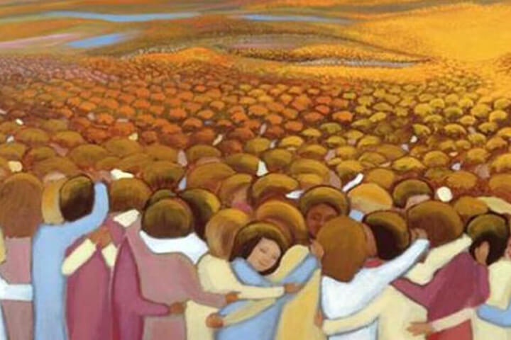 Original artwork, "The Communion of the Saints, for All Saints" by Ira Thomas / www.catholicworldart.com. Courtesy Ira Thomas.