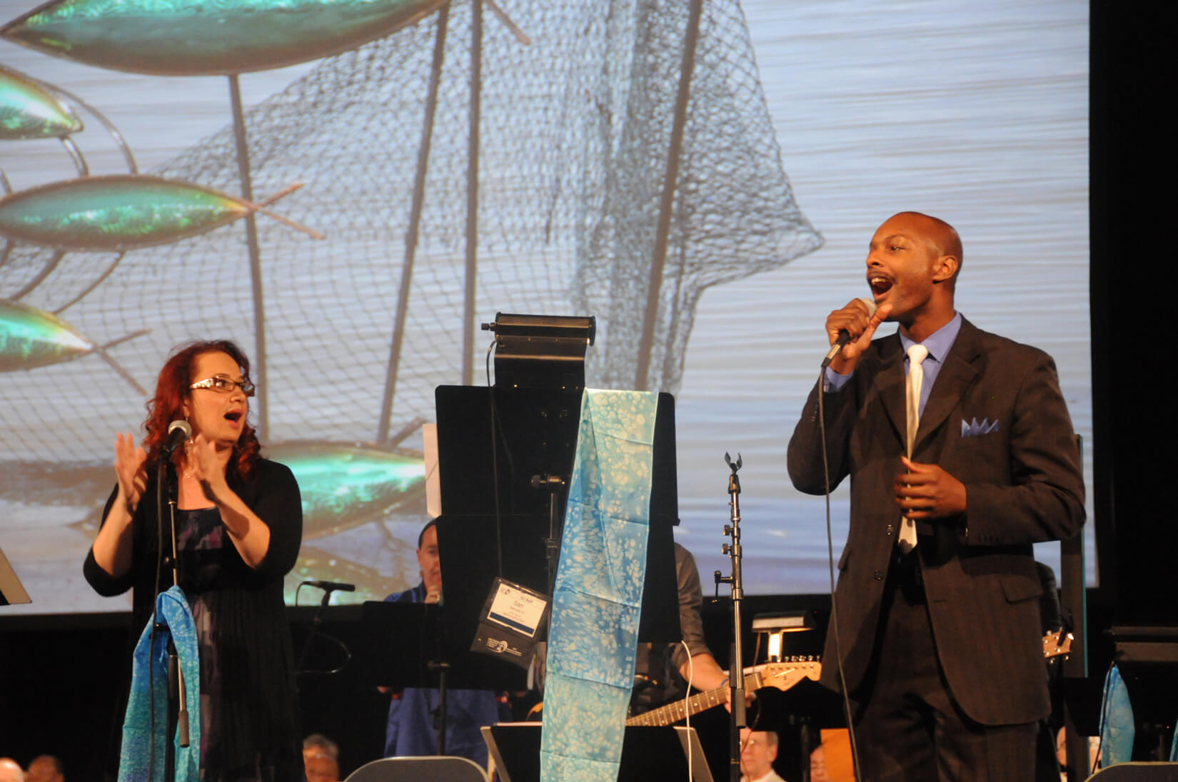The opening worship of the 2012 United Methodist General Conference held in Tampa, Fla. brings together worshipers from around the globe. A UMNS Photo by John C. Goodwin.