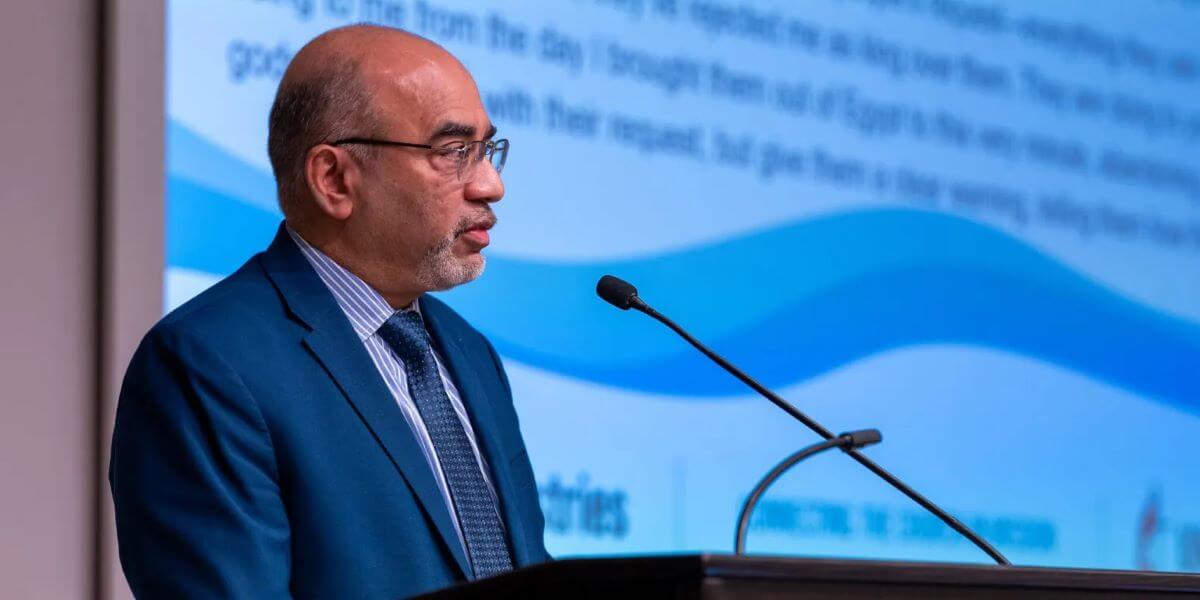 General Secretary Roland Fernandes delivers his Spring 2024 report to board members and staff. (Photo: Susan Clark)