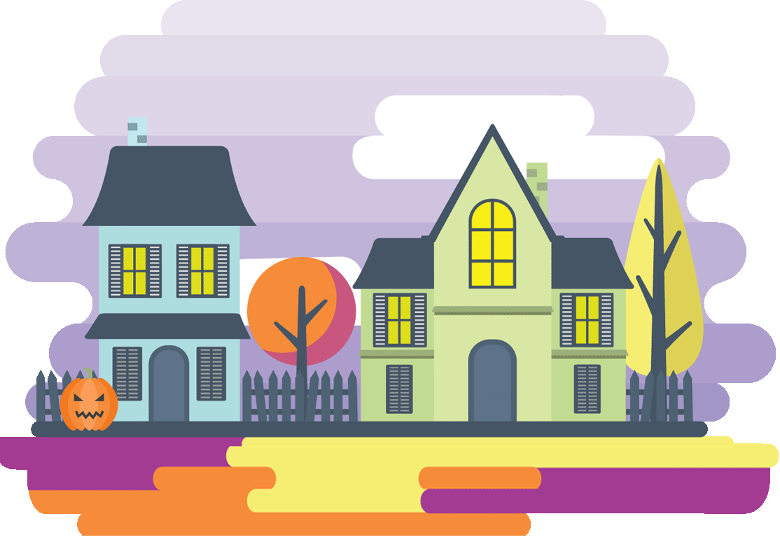 Monthly illustration of October Halloween decorations by GraphicMama and licensed under CC Attribution 3.0. 