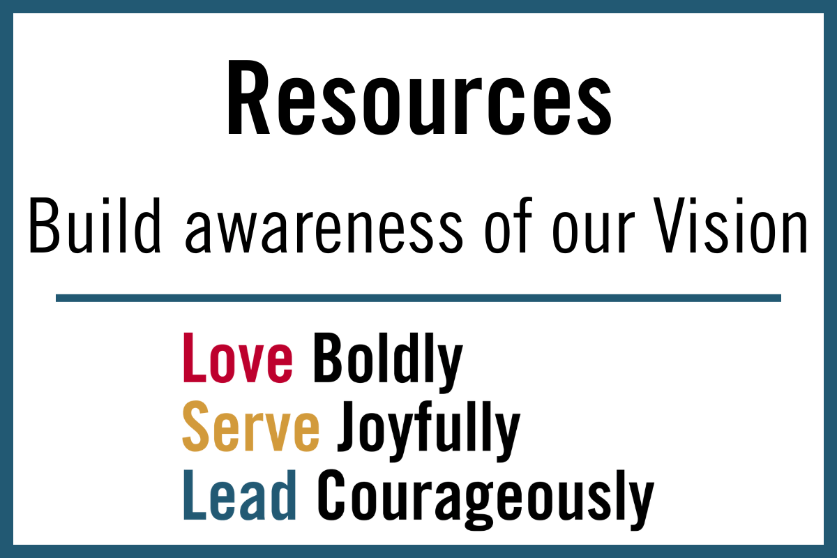 Resources: Build awareness of our Vision